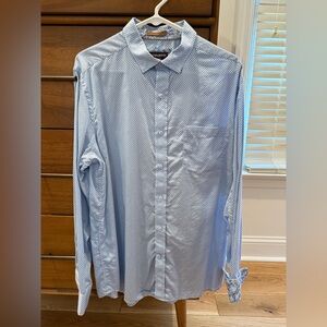 Johnston & Murphy Men's Blue Patterned Dress Shirt